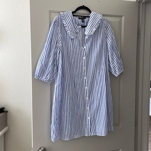 Striped cotton dress with ruffled collar *new with tags*